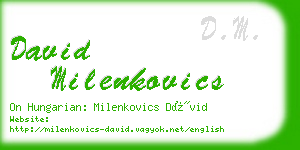 david milenkovics business card